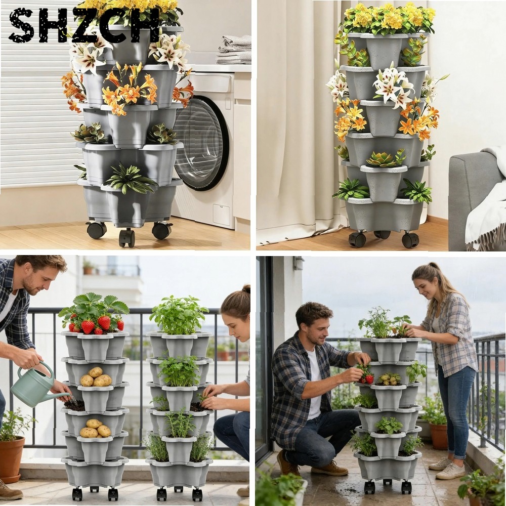 Vertical Planter Tower - Torre de Plantas de 6 Níveis