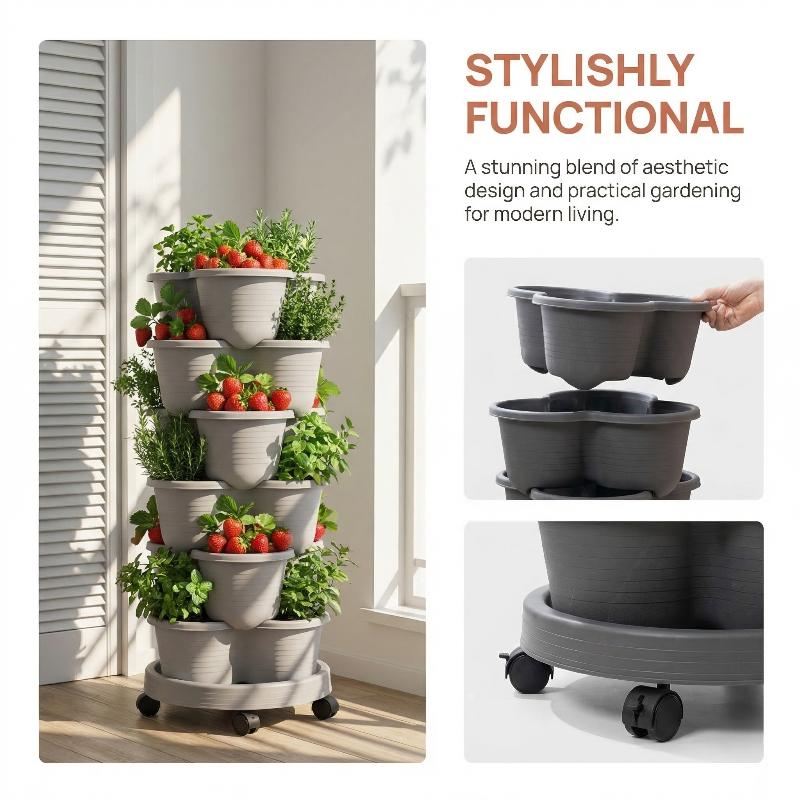 Vertical Planter Tower - Vaso Vertical Empilhável de Múltiplas Camadas