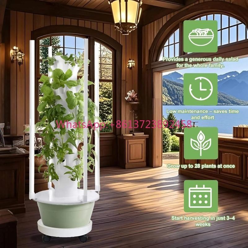 Vertical Planter Tower - Sistema de Cultivo Hidropônico com 4